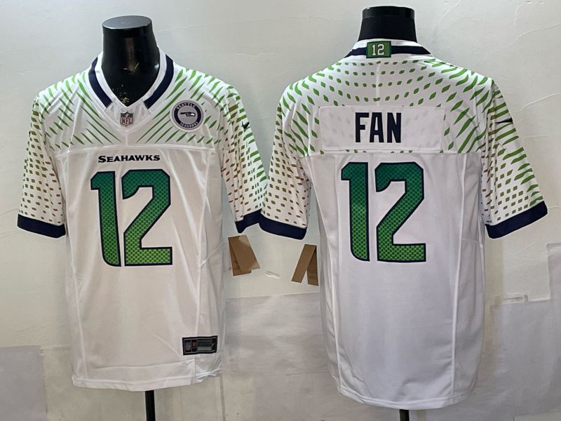 Men Seattle Seahawks #12 Fan White 5th generations Throwback 2026 Nike Limited NFL Jersey style 04->women nfl jersey->Women Jersey